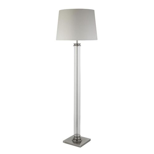 Stehlampe Metall Stoff E27 156 cm hoch in Silber matt Creme Jugendstil