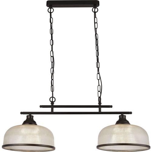Hängelampe Rauchglas Metall E27 H: max. 120 cm Schwarz 2-flammig länglich Vintage Pendelleuchte