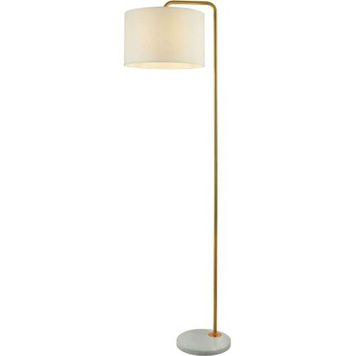 Stehleuchte Metall Stoff E27 155 cm in Gold Antik Weiß Kugel Schirm Modern