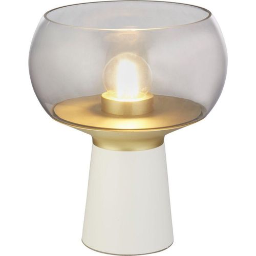 Tischlampe Metall Rauchglas E27 Ø 24 cm 28 cm hoch in Weiß Rauchgrau Messing rund Retro