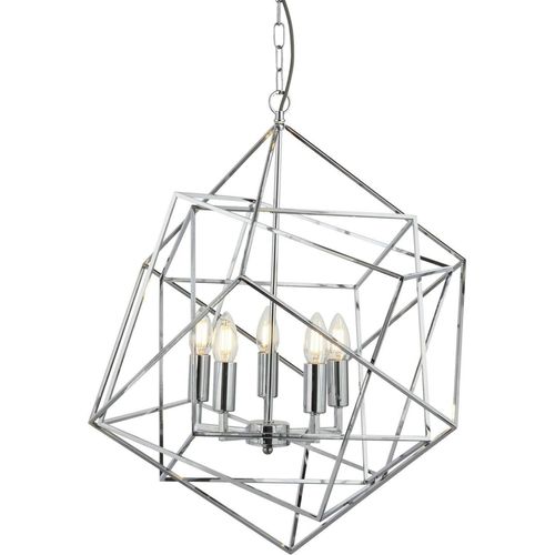 Pendelleuchte Metall E14 B: 55 cm H: max. 150 cm Chrom Modern Drahtschirm Hängeleuchte