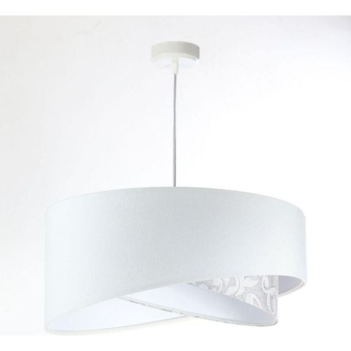 Hängeleuchte Stoff E27 Ø 50 cm H: max. 102 cm Weiß Grau (Barock) rund Modern Hängelampe
