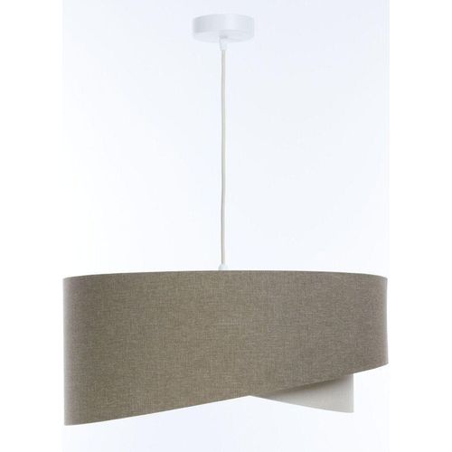 Hängeleuchte Stoff E27 Ø 40 cm rund H: max. 90 cm Weiß Braun Creme Modern Hängelampe