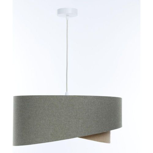 Pendelleuchte Stoff Ø 50 cm H: max. 93 cm Weiß Grün Beige E27 rund Modern Hängelampe