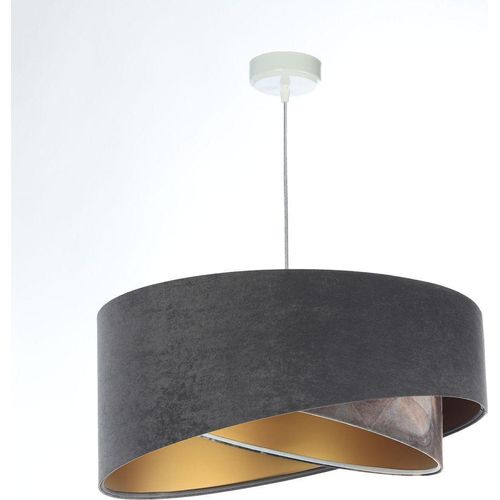 Hängeleuchte Stoff D: 50 cm rund H: max. 102 cm in Weiß Dunkelgrau Grau marmoriert Gold E27 Modern Hängelampe