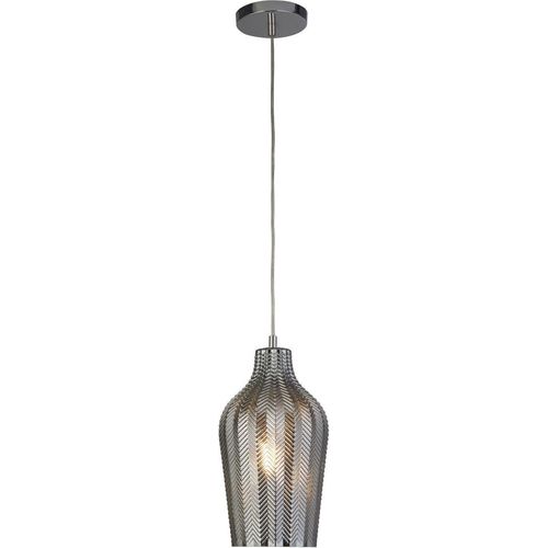 Hängelampe Metall Rauchglas rund Ø 17,5 cm H: max. 145 cm Chrom Rauchgrau E27 Retro