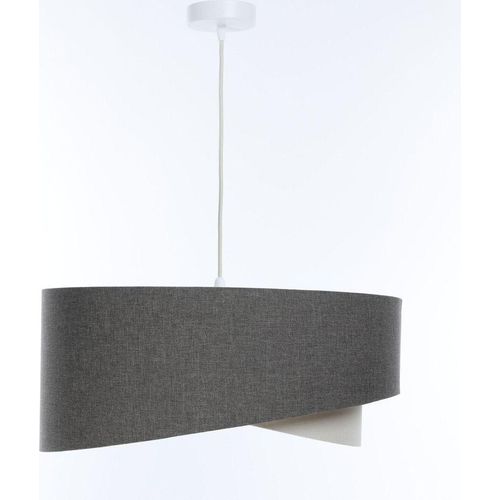 Pendelleuchte Stoff Ø 50 cm H: max. 93 cm Weiß Grau Creme E27 rund Modern Hängeleuchte Hängelampe