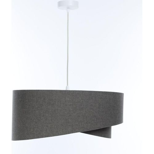 Hängeleuchte Stoff rund D: 50 cm H: max. 93 cm Weiß Grau E27 Modern Hängelampe