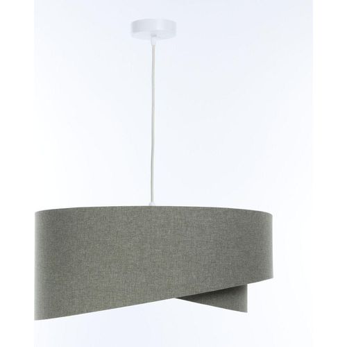 Hängeleuchte Stoff E27 Ø 60 cm H: max. 95 cm Weiß Grau rund Modern Hängelampe