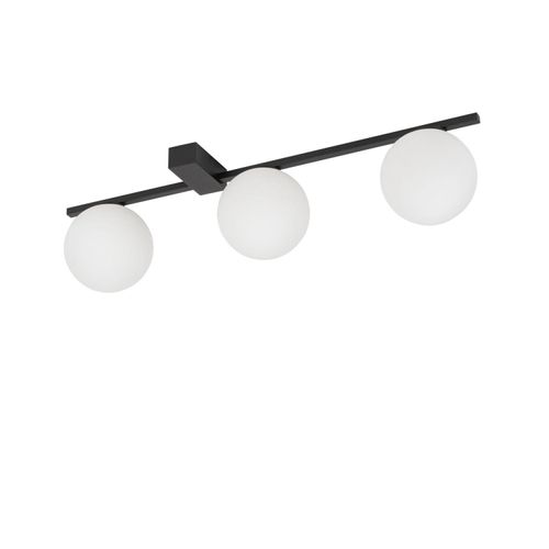 Deckenlampe Aluminium Glas G9 Schwarz Weiß 3-flammig Kugel Schirm Modern