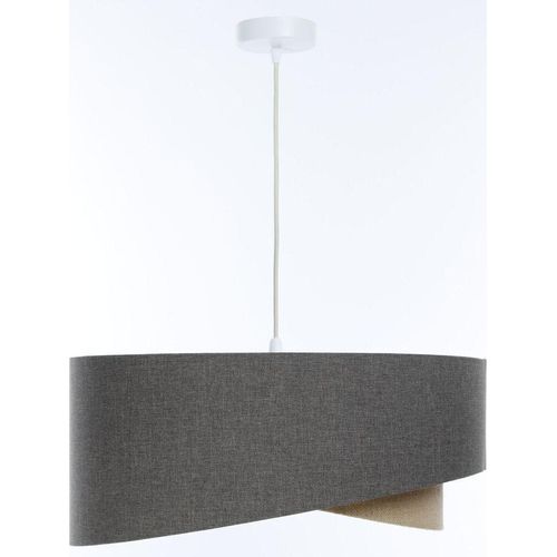 Pendelleuchte Stoff E27 Ø 50 cm H: max. 93 cm Weiß Braun Beige rund Modern Hängelampe