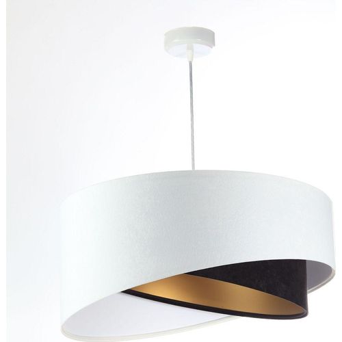 Pendelleuchte Stoff E27 rund D: 50 cm H: max. 102 cm in Weiß Schwarz Gold Modern Hängeleuchte Hängelampe
