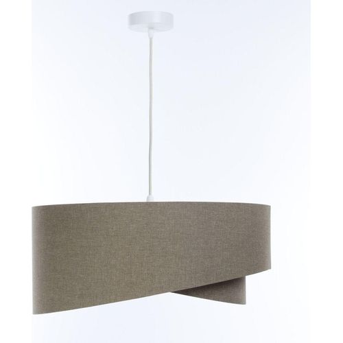Hängeleuchte Stoff D: 50 cm rund H: max. 93 cm Weiß Braun E27 Modern Hängelampe