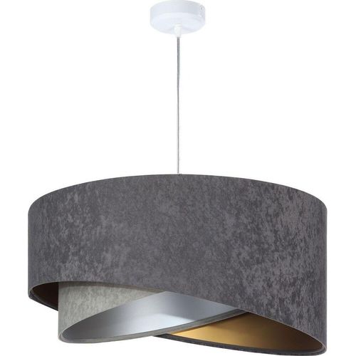 Pendelleuchte Stoff E27 rund Ø 50 cm H: max. 102 cm in Weiß Dunkelgrau Gold Hellgrau Silber Modern Hängelampe