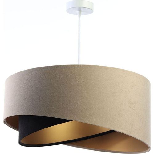Pendelleuchte Stoff E27 Ø 50 cm H: max. 102 cm in Weiß Beige Schwarz Gold rund Modern Hängelampe