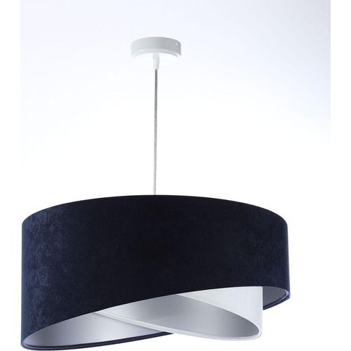 Pendelleuchte Stoff E27 rund Ø 50 cm H: max. 102 cm in Weiß Marineblau Silber Modern Hängelampe