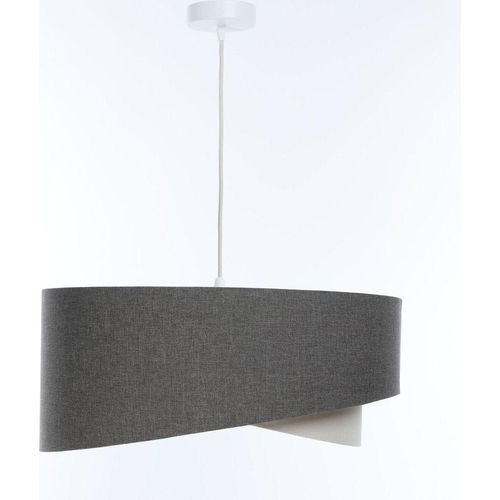 Pendelleuchte Stoff E27 Ø 60 cm rund H: max. 95 cm Weiß Grau Creme Modern Hängelampe
