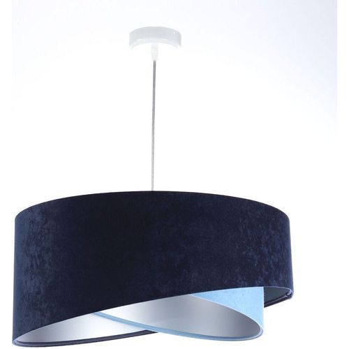 Pendelleuchte Stoff rund D: 50 cm H: max. 102 cm in Weiß Marineblau Hellblau Silber E27 Modern Hängelampe