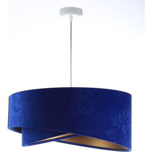 Pendelleuchte Stoff E27 rund D: 50 cm H: max. 102 cm in Weiß Kobaltblau Gold Modern Hängeleuchte Hängelampe