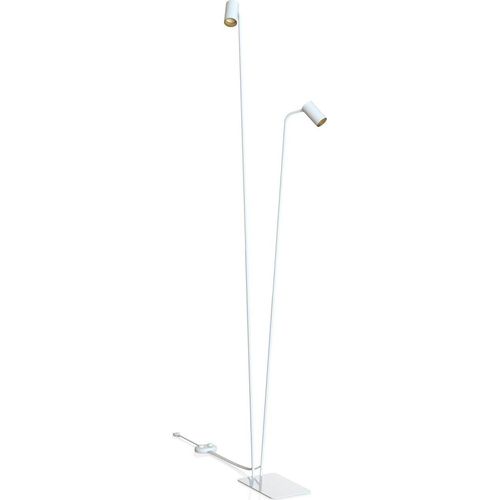 Stehlampe Metall GU10 verstellbar 216 cm hoch in Weiß Gold 2-flammig Modern