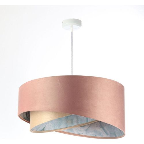 Pendelleuchte Stoff D: 50 cm H: max. 102 cm Weiß Rosa Beige Hellblau marmoriert E27 rund Modern Hängelampe