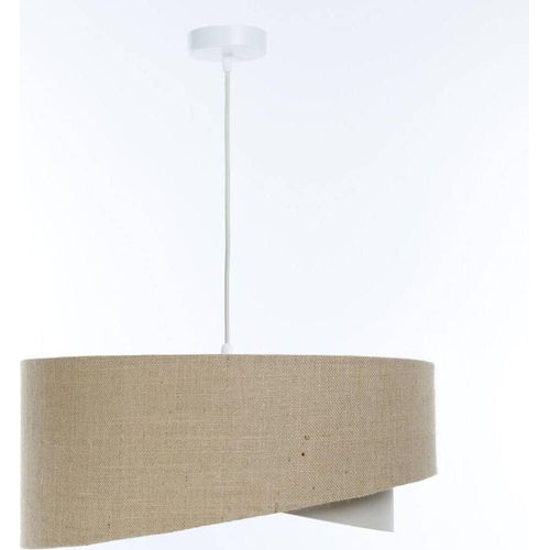 Hängelampe Stoff rund D: 50 cm H: max. 93 cm Weiß Natur Creme E27 Modern Hängeleuchte