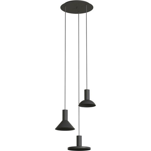 Pendelleuchte Metall 40 cm breit H: max. 130 cm Schwarz GU10 3-flammig rund Hängeleuchte