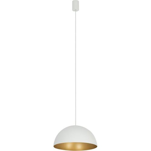 Pendelleuchte Metall Ø 33 cm H: max. 125 cm in Weiß Gold matt GX53 rund Vintage Hängeleuchte