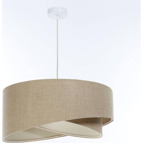 Hängelampe Stoff E27 D: 45 cm rund H: max. 91 cm Weiß Natur Modern Pendelleuchte