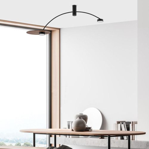 Deckenlampe Metall Holz GX53 verstellbar Schwarz dunkel 2-flammig Modern Deckenleuchte