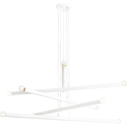 Pendelleuchte Metall B: 100 cm H: max. 105 cm Weiß E14 Retro Hängeleuchte