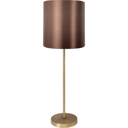 Tischlampe Messing Stoff E27 rund Ø 20 cm 68,5 cm hoch in Bronze hell Braun Modern