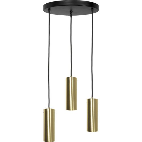 Pendelleuchte Echt-Messing Eisen H: max. 110 cm in Schwarz Bronze hell E27 3-flammig Modern
