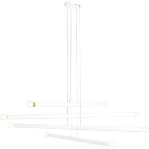 Hängeleuchte Metall 100 cm breit H: max. 105 cm Weiß E14 Retro Hängelampe