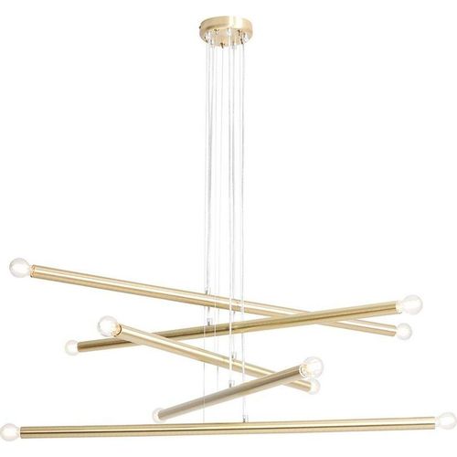 Hängelampe Metall E14 100 cm breit H: max. 105 cm in Messing Retro Pendelleuchte