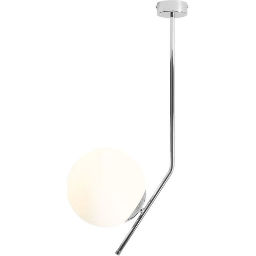 Deckenlampe Metall Glas E27 Chrom Weiß Kugel Schirm Modern Deckenleuchte