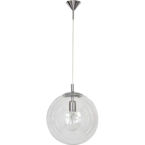 Pendelleuchte Metall Rauchglas 30 cm breit H: max. 200 cm Chrom E27 rund Kugel Schirm Modern
