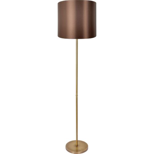 Stehlampe Messing massiv Stoff 160,5 cm hoch in Bronze hell Braun E27 rund Modern Stehleuchte