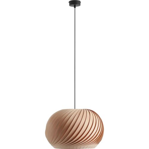 Hängelampe Holz Metall E27 40 cm breit H: max. 200 cm Schwarz rund