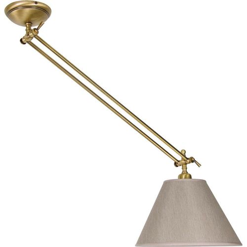 Deckenleuchte Messing massiv Stoff B: 30,5 cm in Bronze hell glänzend Beige E27 Klassisch