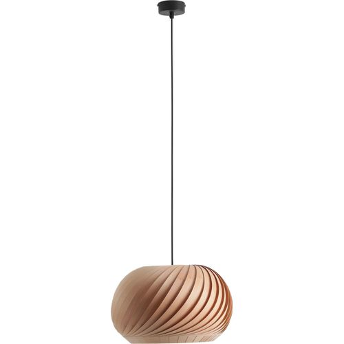 Hängeleuchte Metall Holz E27 B: 38 cm H: max. 200 cm Schwarz rund Pendelleuchte