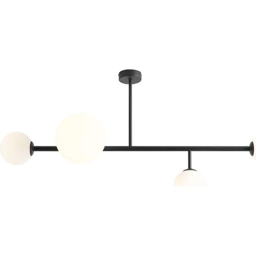 Deckenlampe Glas Metall E14 Schwarz Weiß 3-flammig Kugelschirm Modern Deckenleuchte
