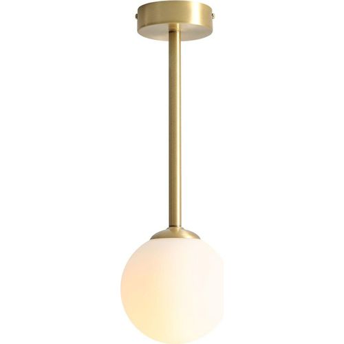 Deckenlampe Metall Glas 14 cm breit in Messing Weiß E14 rund Kugelschirm Modern Deckenleuchte