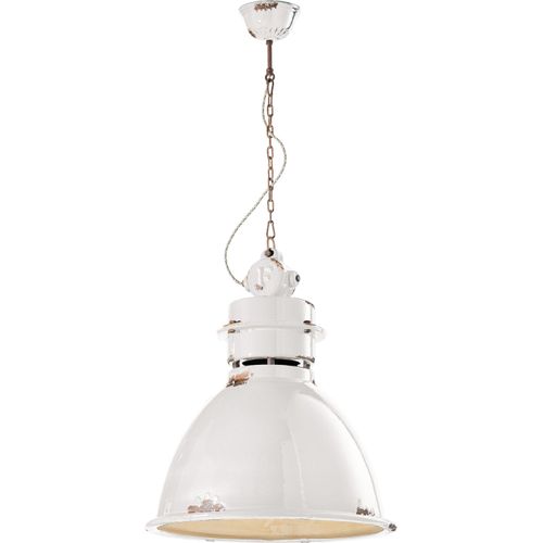 Hängeleuchte Keramik H: max. 140 cm Weiß Shabby Antik E27 Vintage Design Keramiklampe