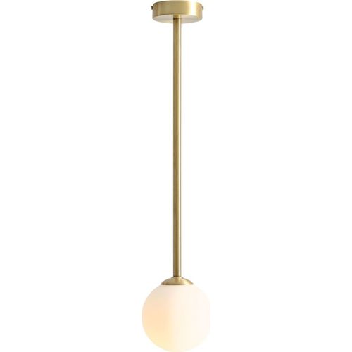 Deckenlampe Glas Metall E14 B: 14 cm in Messing Weiß Kugel Schirm Modern