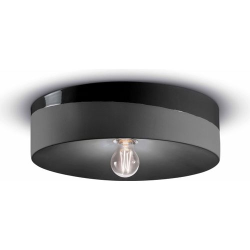 Deckenlampe Keramik D: 40 cm rund Schwarz E27 Retro Design Keramiklampe