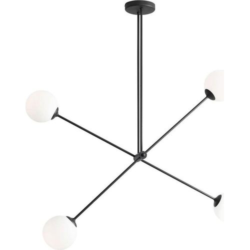 Deckenlampe Glas Metall E14 Schwarz Weiß 4-flammig Kugelschirm Modern Deckenleuchte