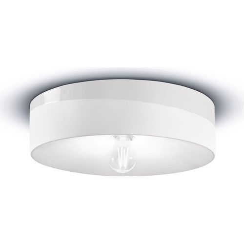 Deckenlampe Keramik rund Ø 40 cm Weiß E27 Retro Design Keramiklampe
