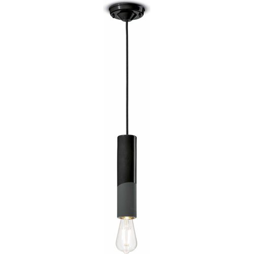 Hängelampe Keramik E27 D: 5,5 cm rund Schwarz Retro Keramiklampe