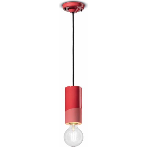Hängeleuchte Keramik E27 rund D: 8 cm Koralle Retro Design Keramiklampe